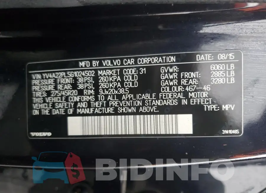 YV4A22PL5G1024502 Photo# 13