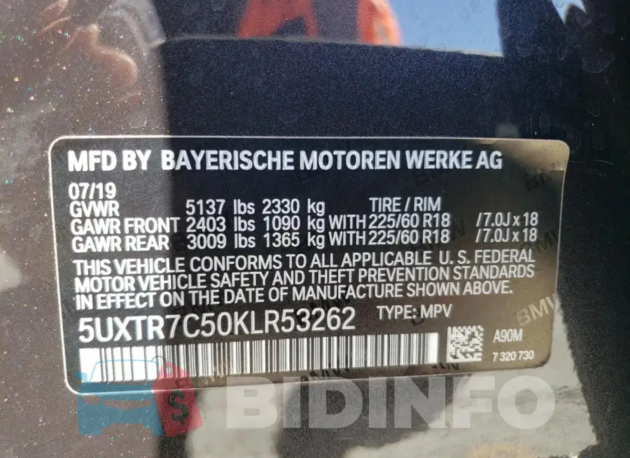 5UXTR7C50KLR53262 Photo# 13