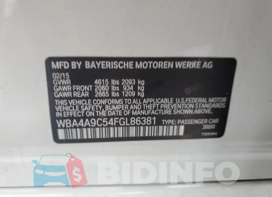 WBA4A9C54FGL86381 Photo# 13