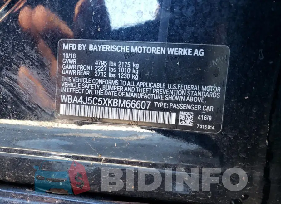 WBA4J5C5XKBM66607 Photo# 12