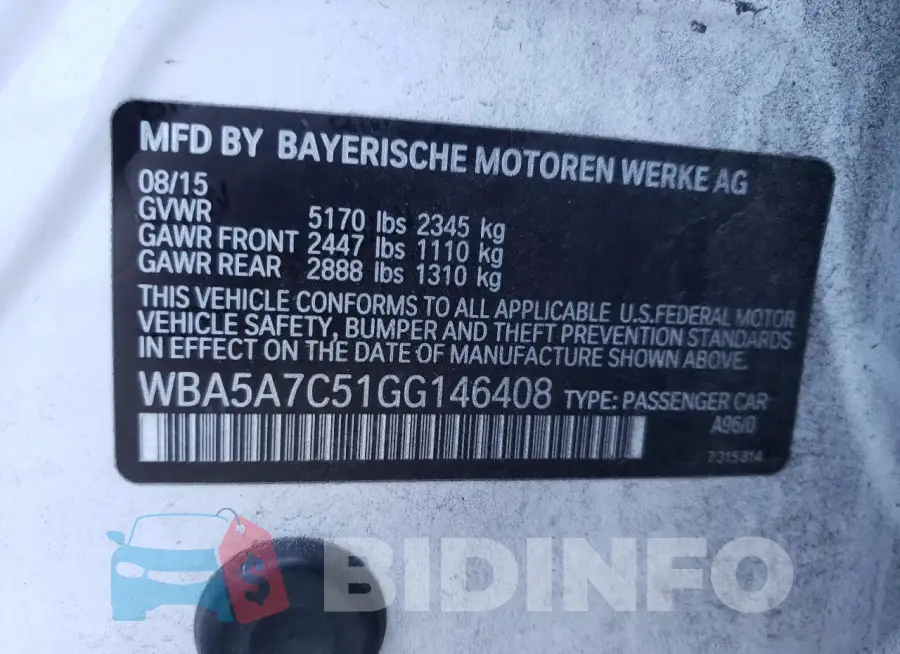 WBA5A7C51GG146408 Photo# 12