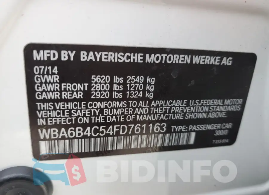 WBA6B4C54FD761163 Photo# 12