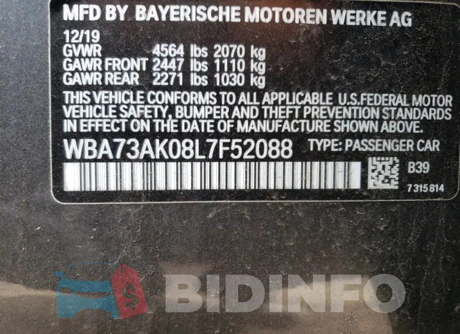 WBA73AK08L7F52088 Photo# 10