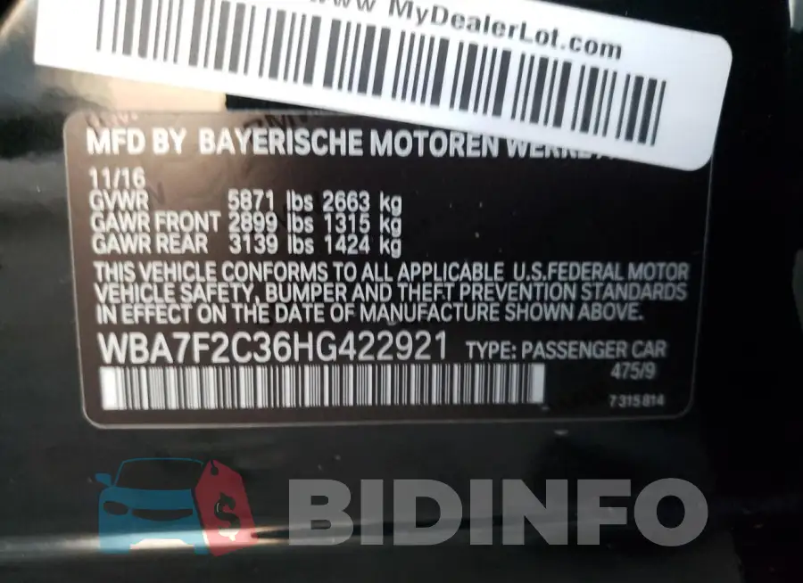 WBA7F2C36HG422921 Photo# 12