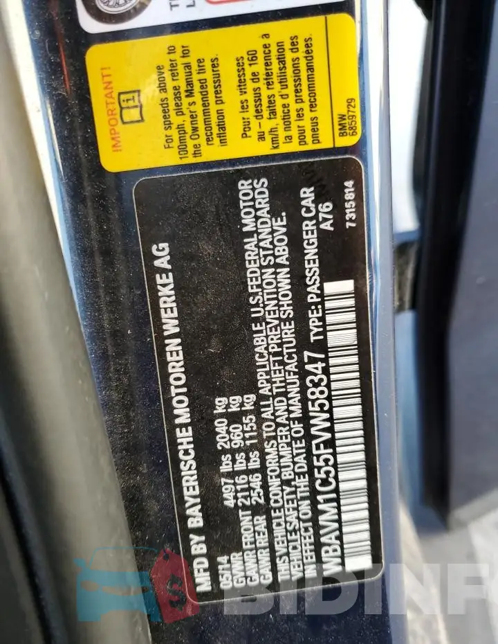 WBAVM1C55FVW58347 Photo# 12