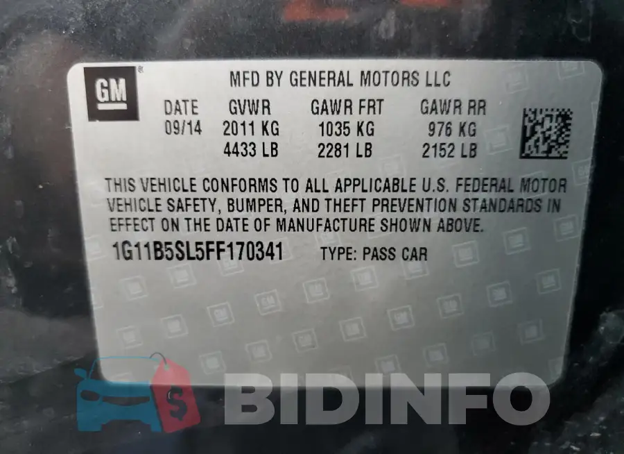 1G11B5SL5FF170341 Photo# 12