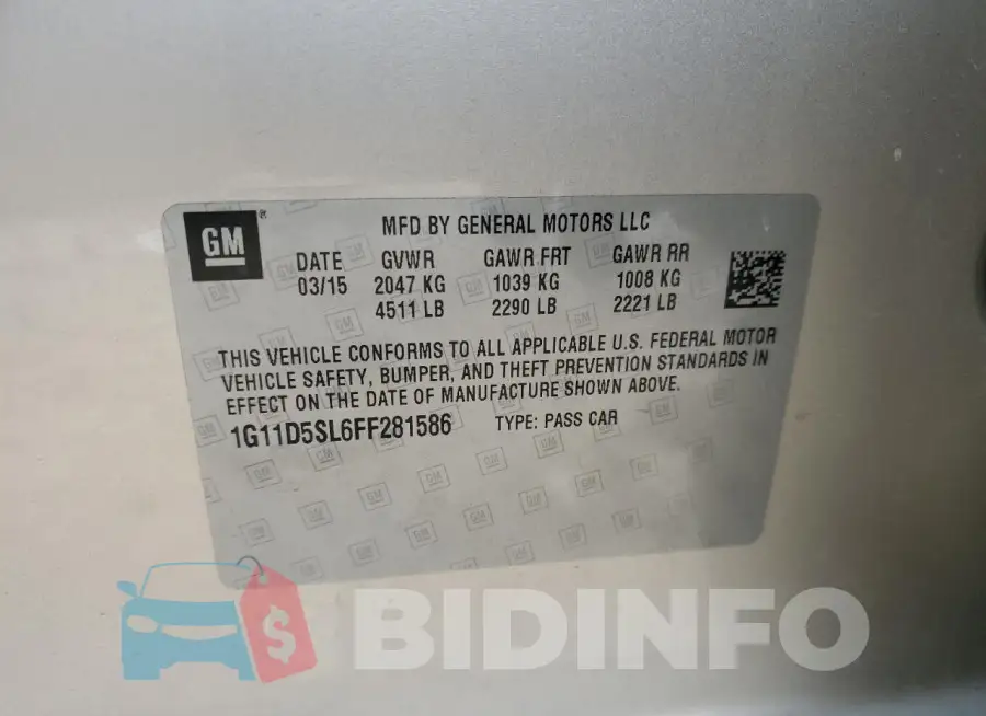 1G11D5SL6FF281586 Photo# 12