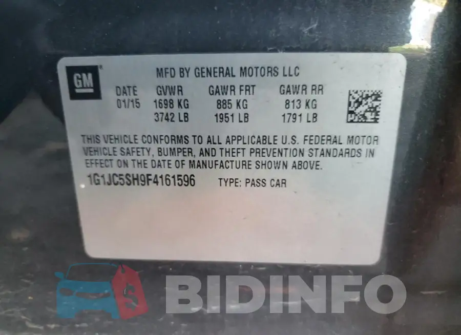 1G1JC5SH9F4161596 Photo# 12