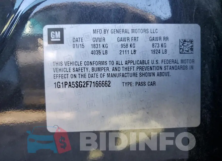 1G1PA5SG2F7166662 Photo# 12
