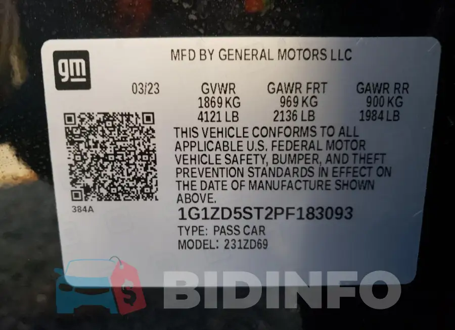 1G1ZD5ST2PF183093 Photo# 12