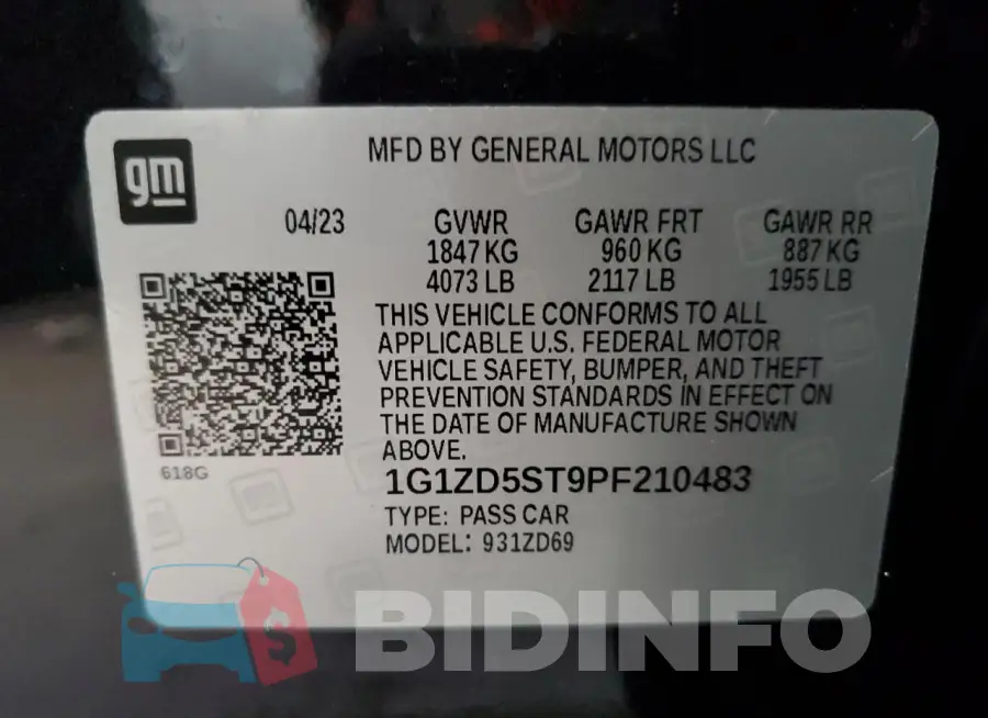 1G1ZD5ST9PF210483 Photo# 13