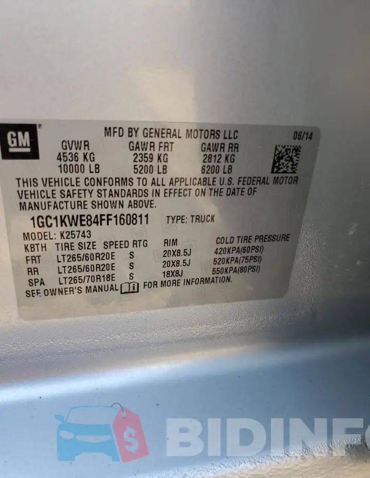 1GC1KWE84FF160811 Photo# 12
