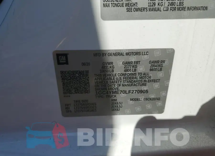 1GC4YME70LF270905 Photo# 12