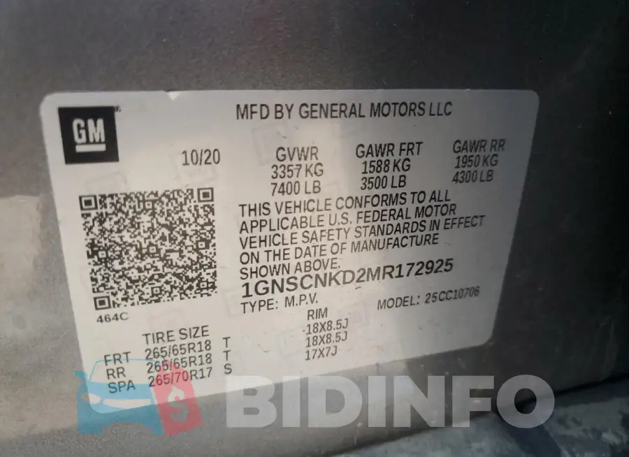 1GNSCNKD2MR172925 Photo# 13