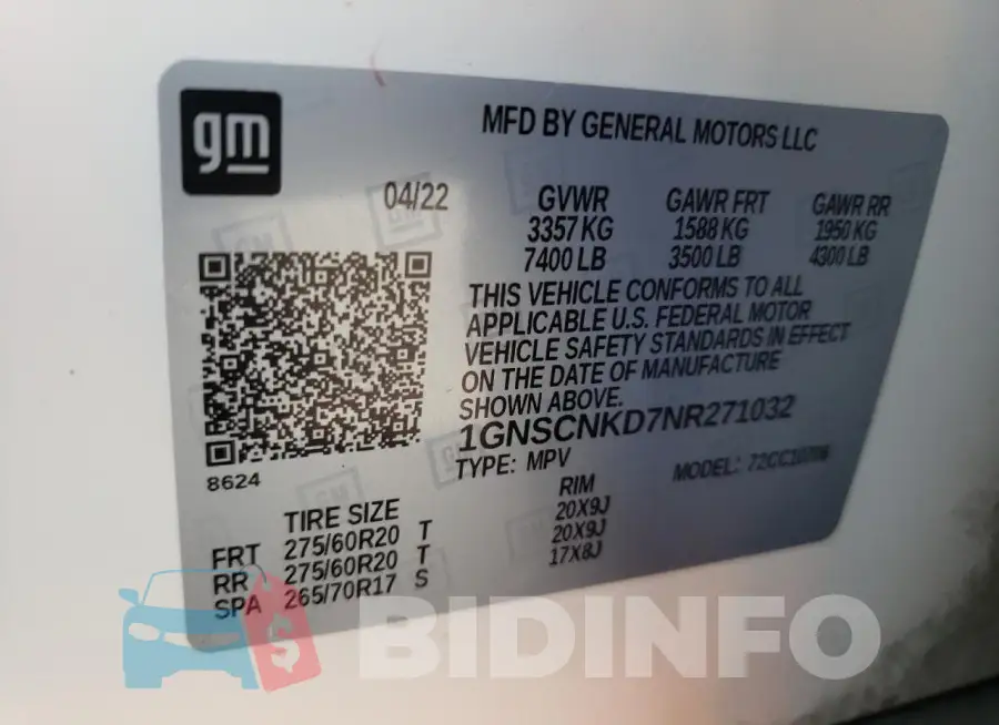 1GNSCNKD7NR271032 Photo# 13