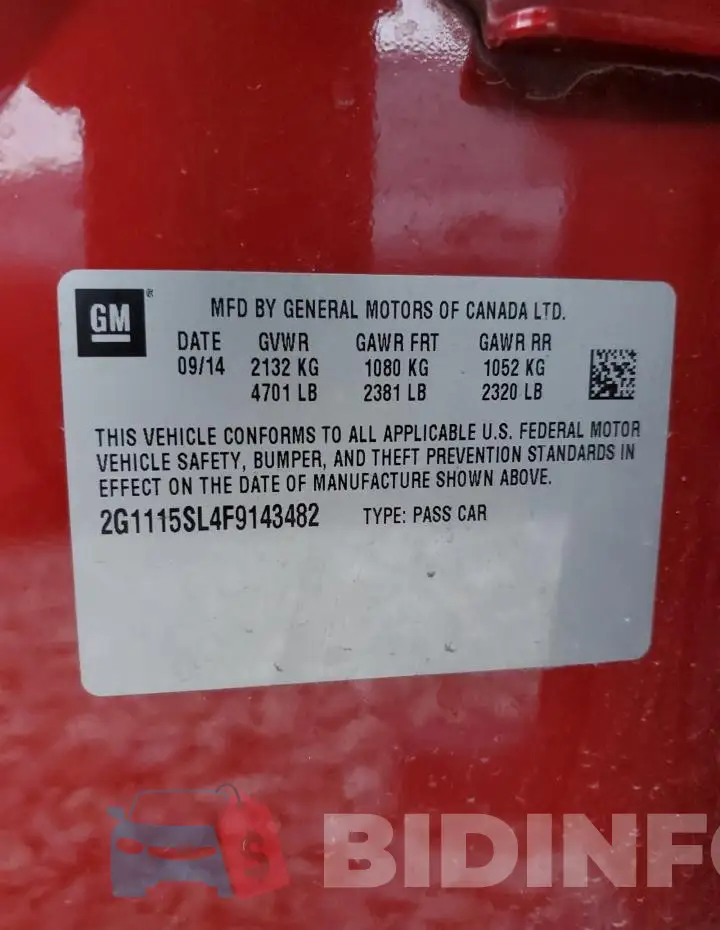 2G1115SL4F9143482 Photo# 12