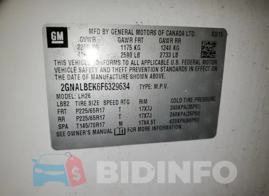 2GNALBEK6F6329634 Photo# 13