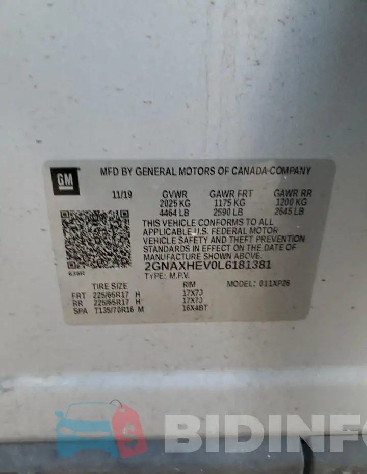 2GNAXHEV0L6181381 Photo# 12