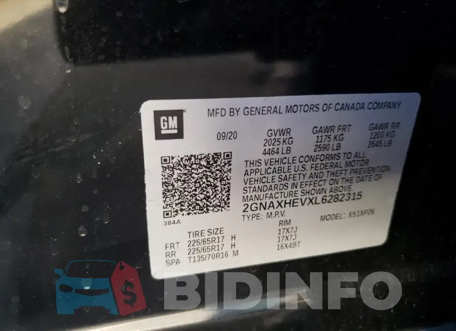 2GNAXHEVXL6282315 Photo# 13