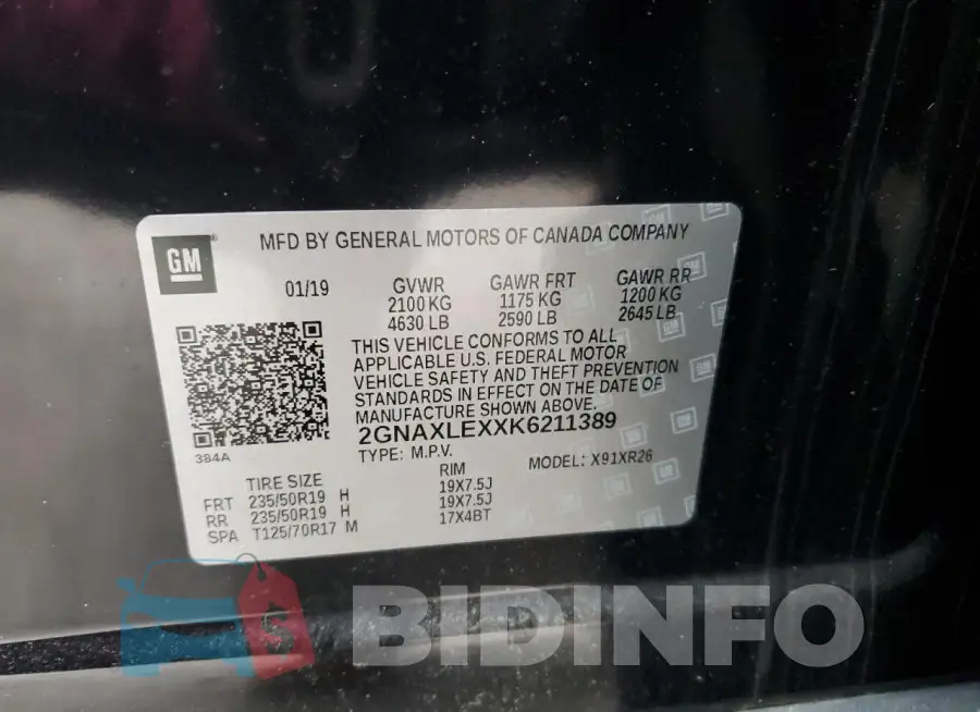 2GNAXLEXXK6211389 Photo# 12