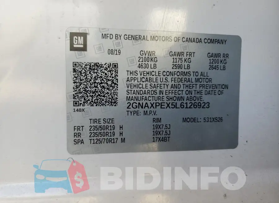 2GNAXPEX5L6126923 Photo# 13