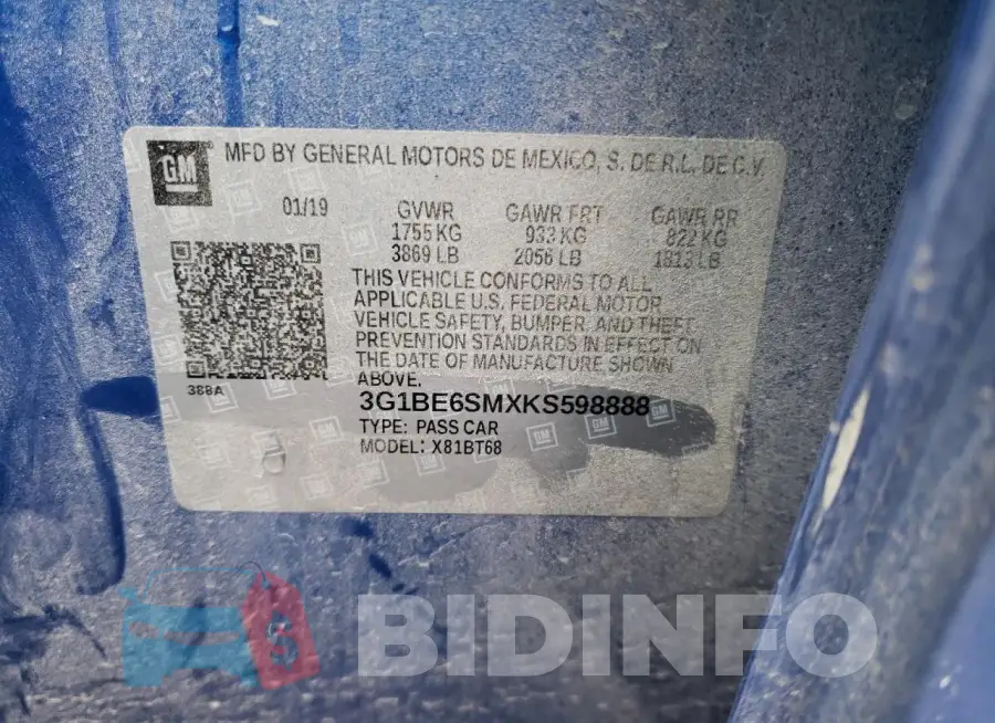 3G1BE6SMXKS598888 Photo# 12