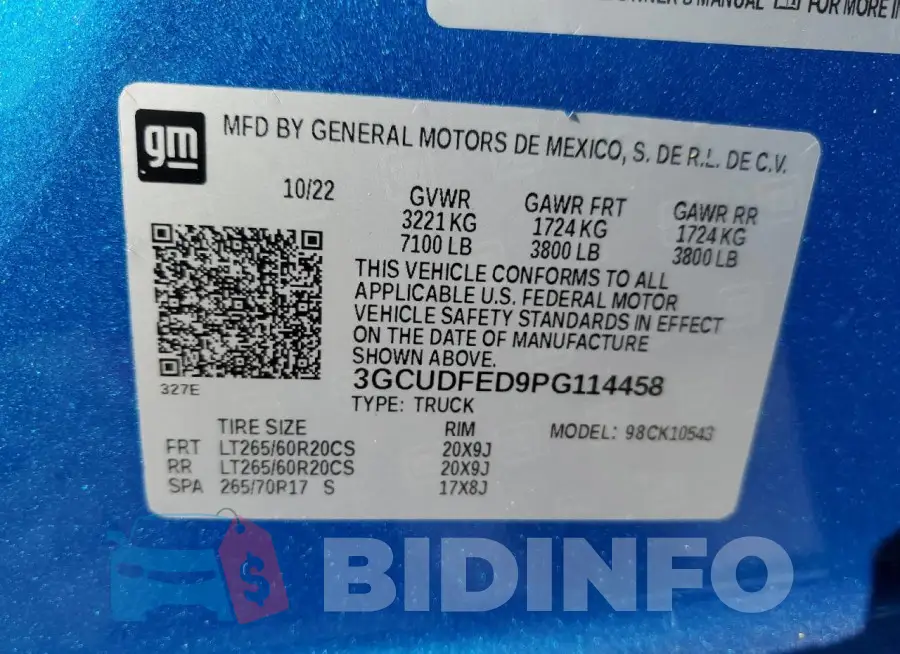 3GCUDFED9PG114458 Photo# 13