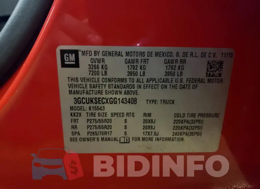 3GCUKSECXGG143408 Photo# 12