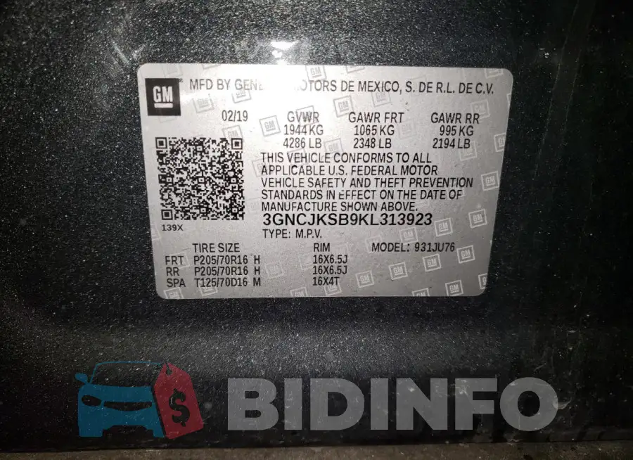 3GNCJKSB9KL313923 Photo# 12