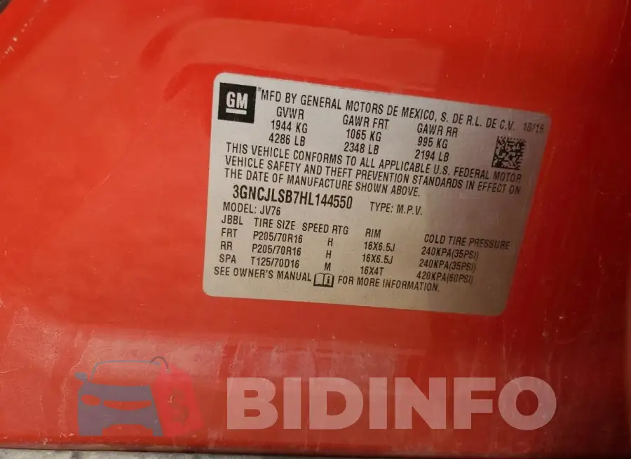 3GNCJLSB7HL144550 Photo# 12
