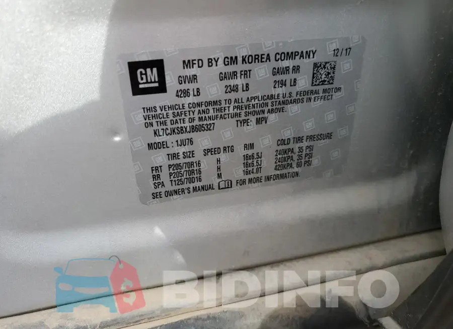 KL7CJKSBXJB605327 Photo# 12