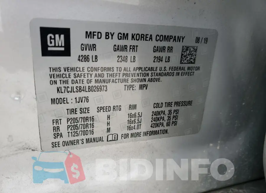 KL7CJLSB4LB026973 Photo# 12