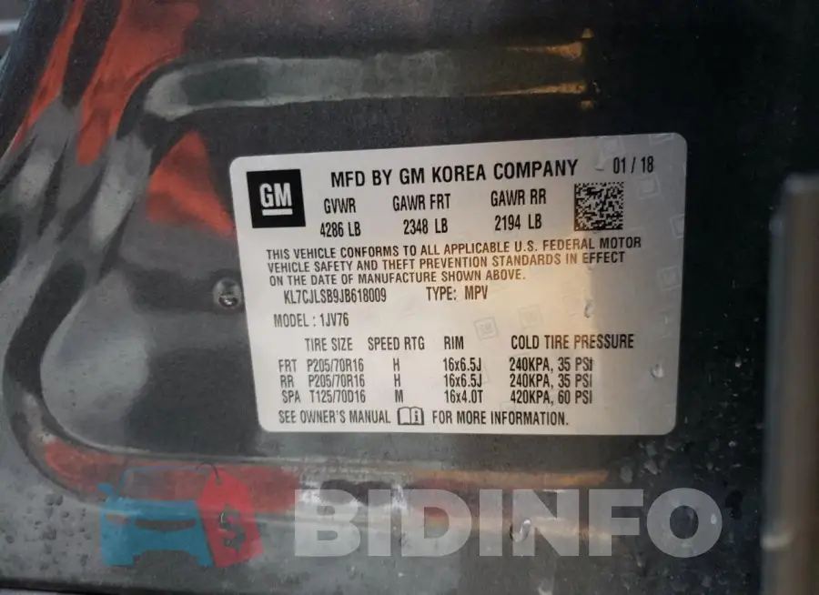 KL7CJLSB9JB618009 Photo# 13