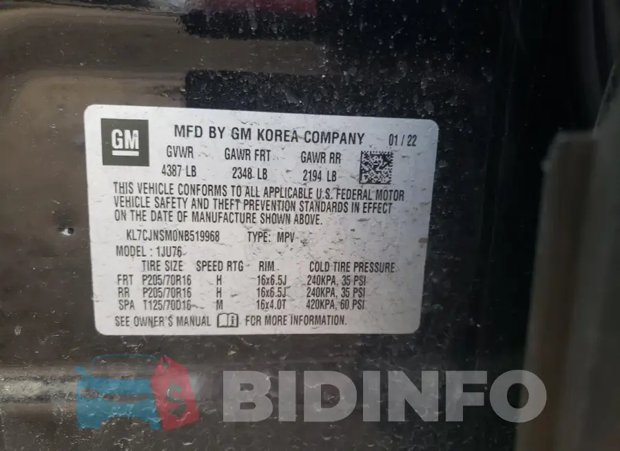 KL7CJNSM0NB519968 Photo# 12