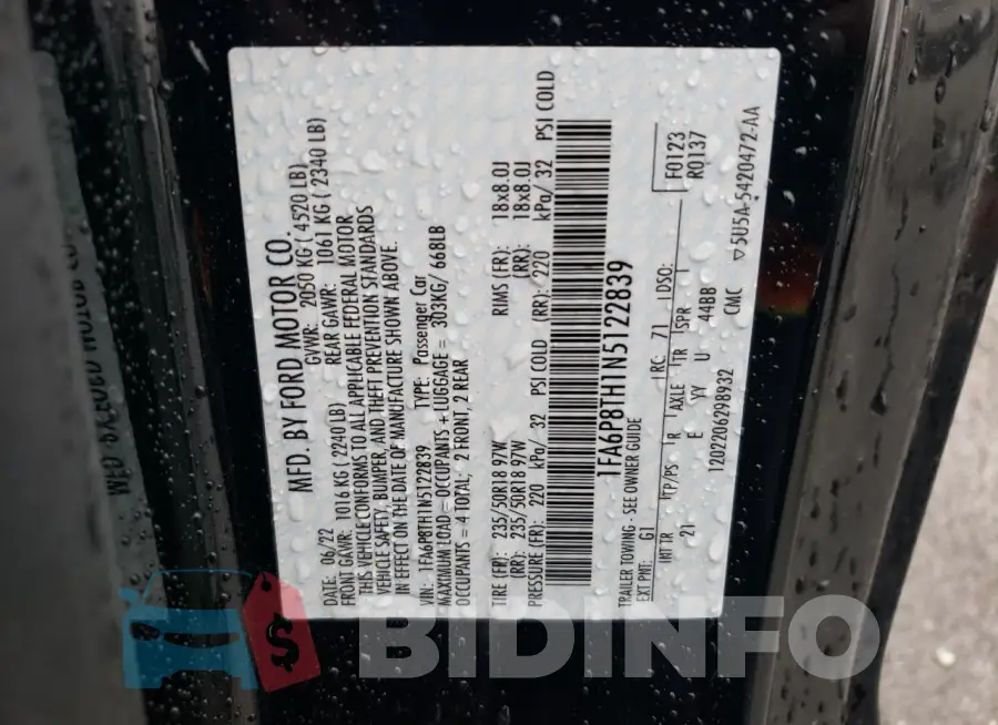 1FA6P8TH1N5122839 Photo# 13