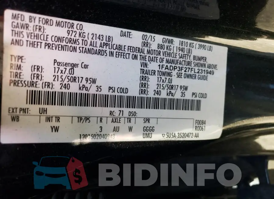 1FADP3F27FL231949 Photo# 12