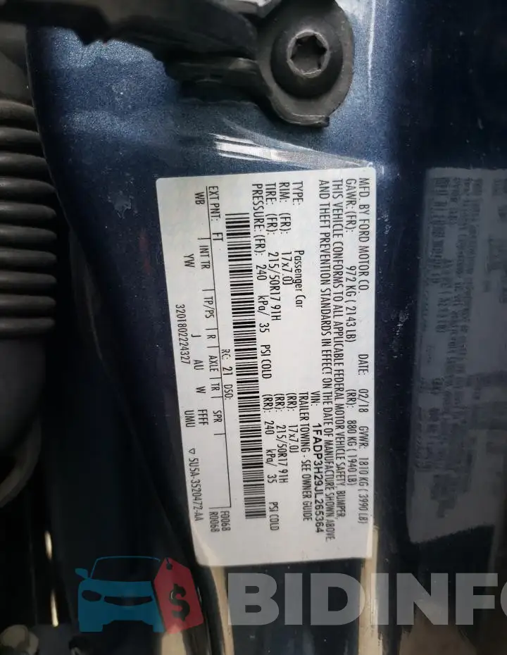 1FADP3H29JL265364 Photo# 13