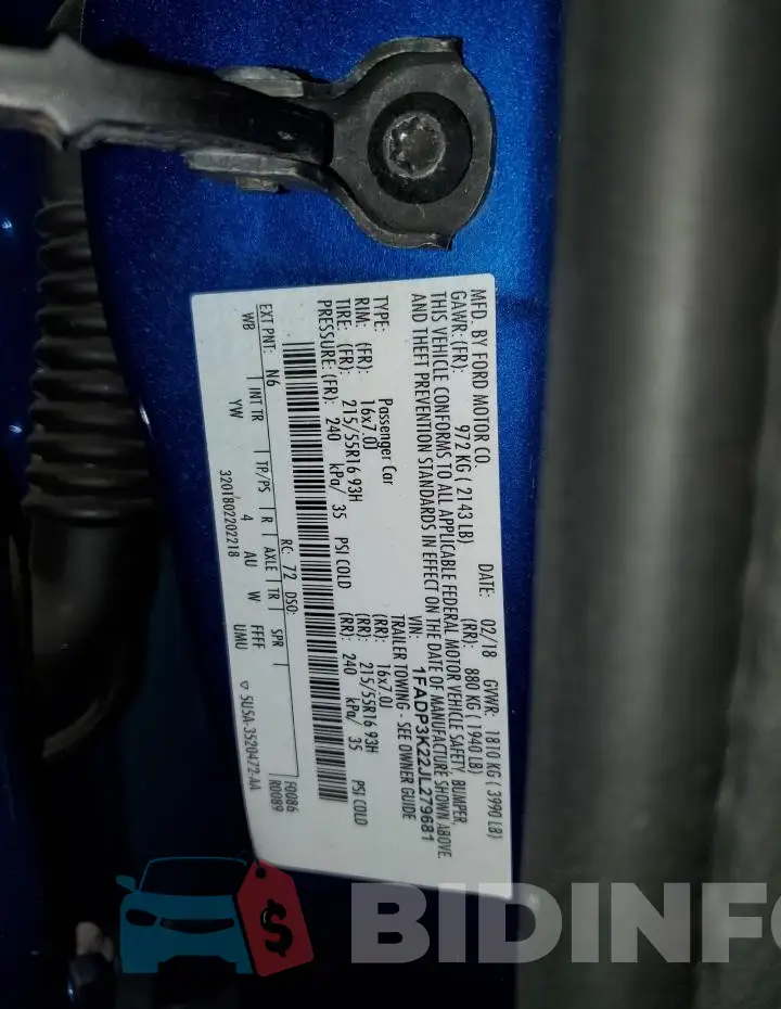 1FADP3K22JL279681 Photo# 12