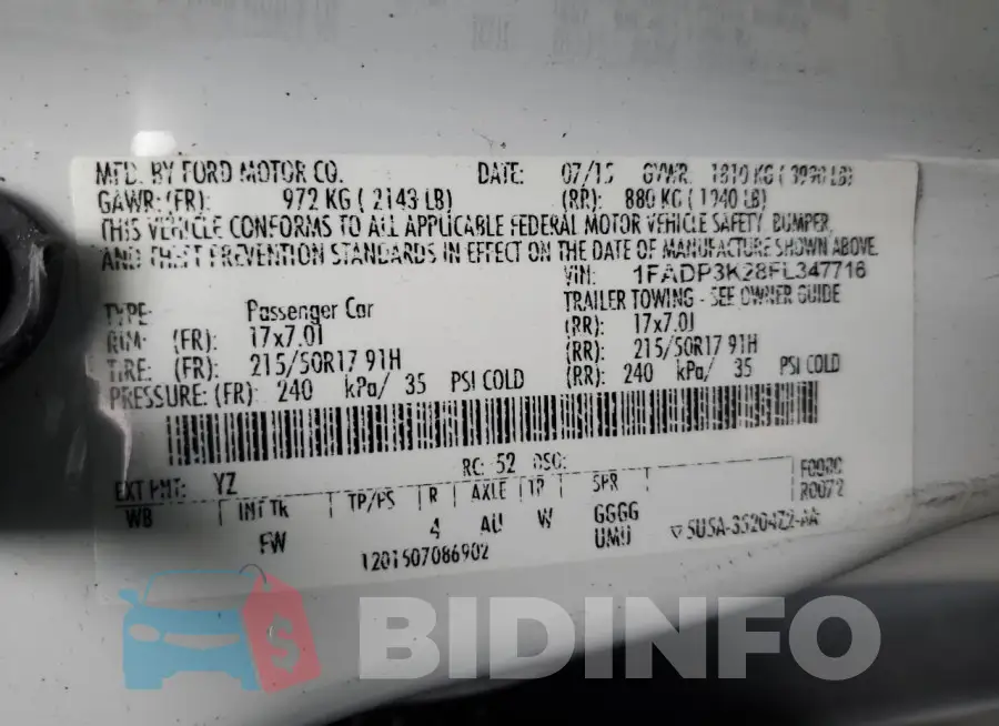 1FADP3K28FL347716 Photo# 12