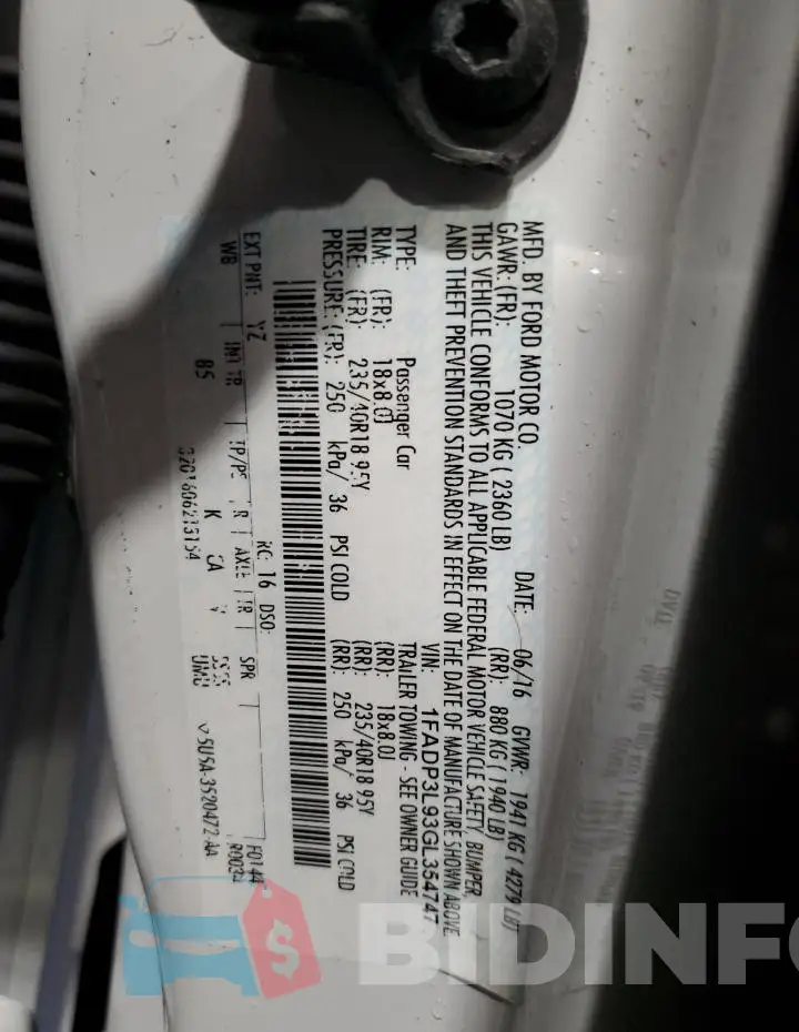 1FADP3L93GL354747 Photo# 12