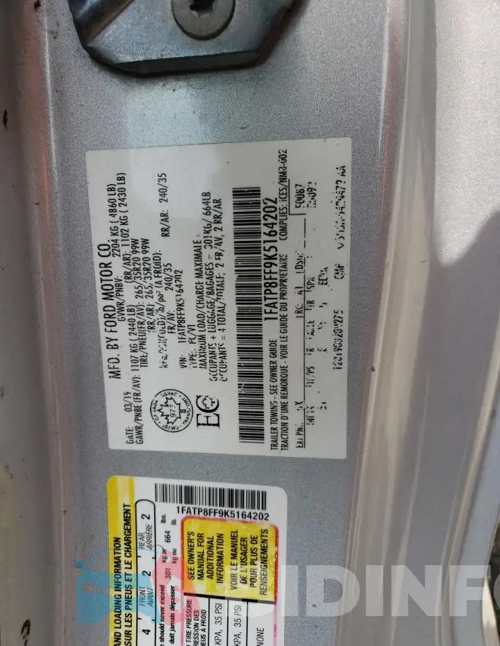 1FATP8FF9K5164202 Photo# 12