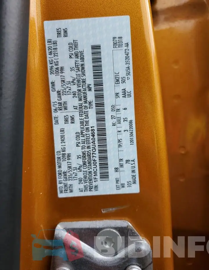 1FMCU0F77GUA04681 Photo# 13