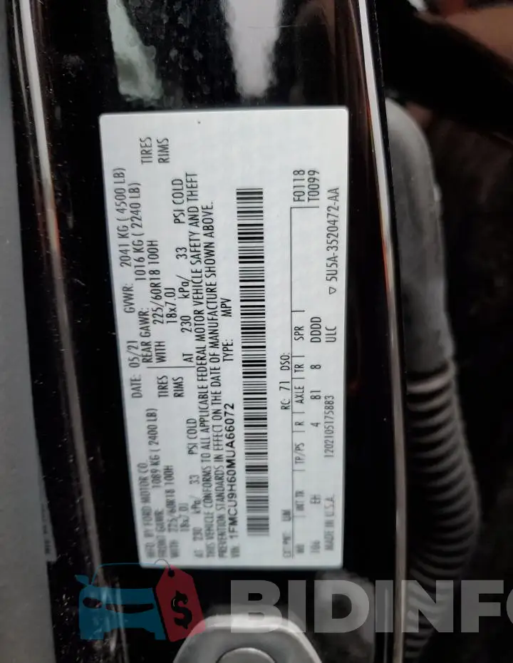 1FMCU9H60MUA66072 Photo# 12