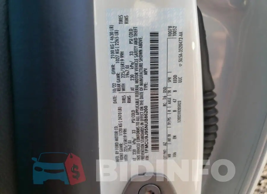 1FMCU9J95NUB86200 Photo# 14