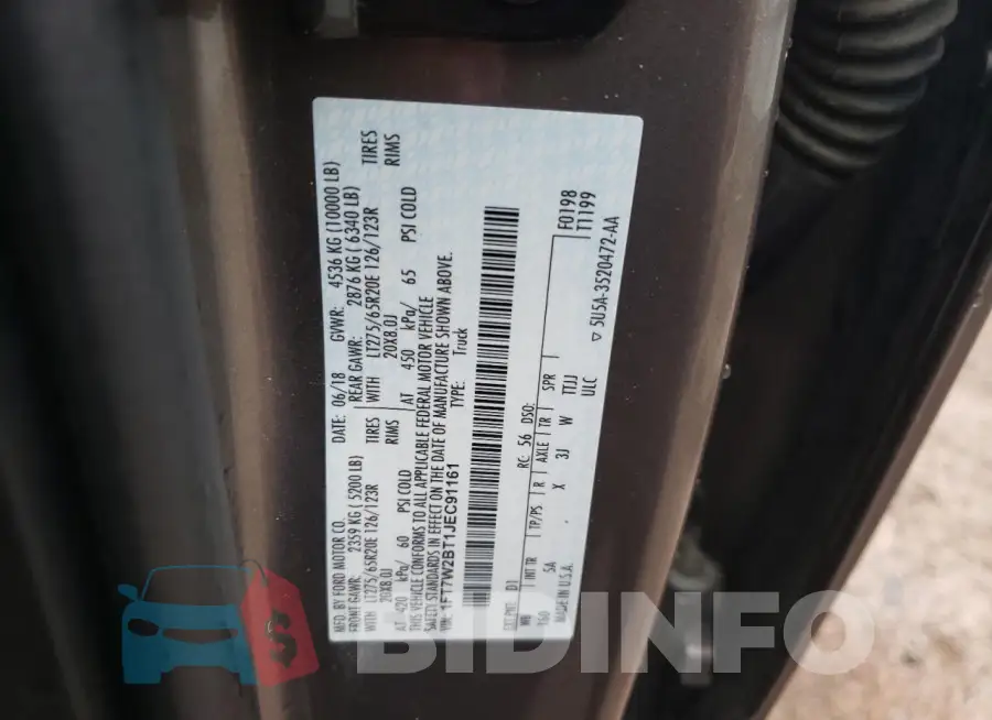 1FT7W2BT1JEC91161 Photo# 12