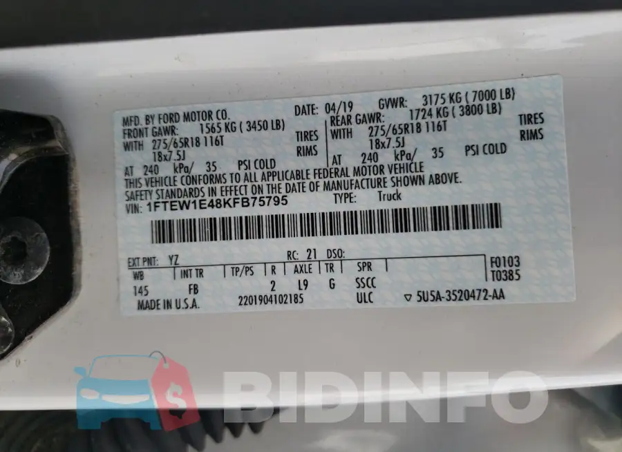 1FTEW1E48KFB75795 Photo# 12