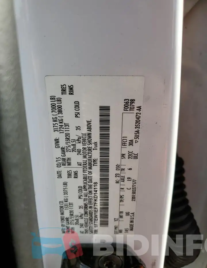 1FTEW1EF7FKD14118 Photo# 13