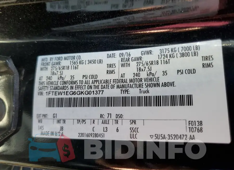 1FTEW1EG6GKG01377 Photo# 12