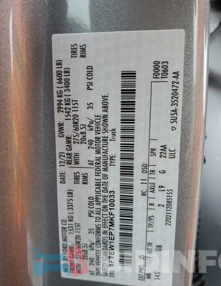 1FTEW1EP7MKF10033 Photo# 12