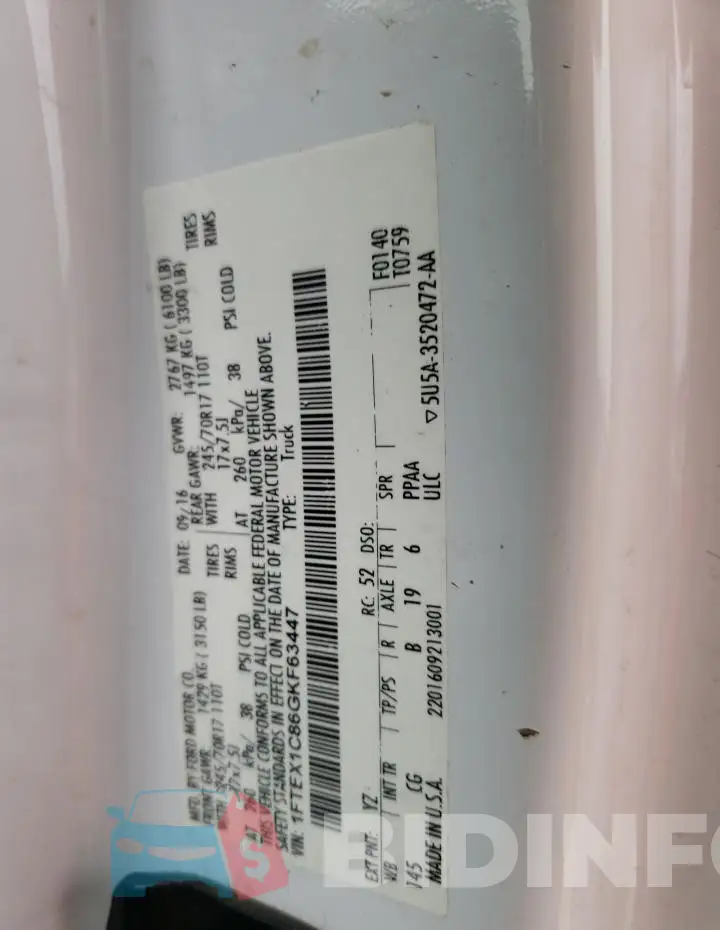 1FTEX1C86GKF63447 Photo# 13